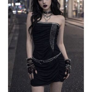 Vintage Ruby Rox Black Mini Dress formal Sleeveless Y2K  stretchy  MADE IN USA S